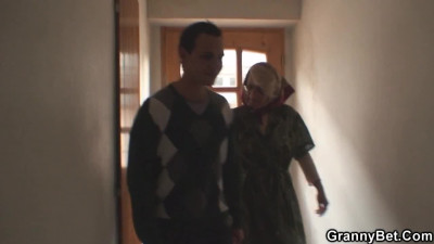 Eastern European blonde granny is fucked hard by a teen
