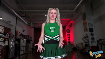 Britt Blair wears a cheerleader uniform for this shoot