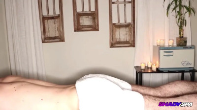 Ginormous fake boobs gently rubbing a fat hard cock