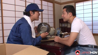 Horny Japanese beauty swallows her colleague's dick