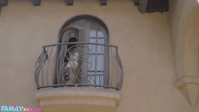 Hot brunette babe Bianca Bangs sucks and rides a fat cock