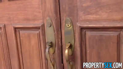 Real estate blonde getting licked and fucked big time