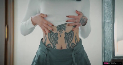 Tattooed goddess Tabatha Lust makes love to a horny stud