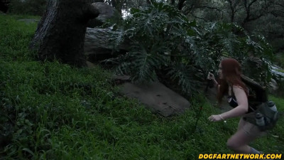 Redhead hiking slut Madison Morgan gets hot on a BBC