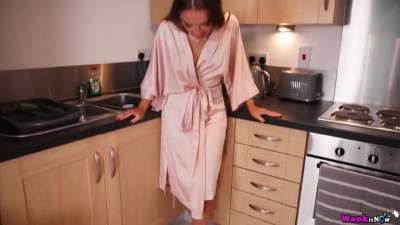 Tanned and twisted solo girl teasing in her nightie