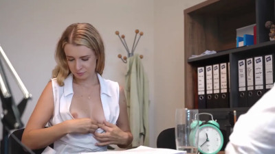 Leggy blonde takes cock while asking for a loan