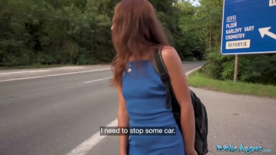 Skinny European teen makes money on a stranger's fat dick