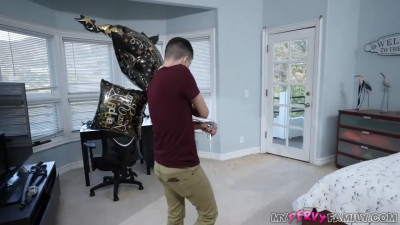 Hot blonde MILF with big tits surrenders to his dick