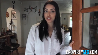 Gorgeous secretary's small boobs flap during hard fuck