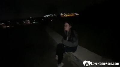 Geeky girl gets her vag claimed by a dick in public