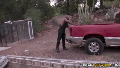 Sexy blonde cowgirl fucked by two dicks at same time