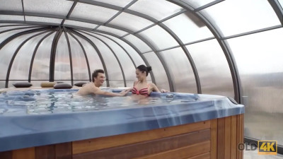 Sexy Russian brunette Angie Moon fucks her sugar daddy