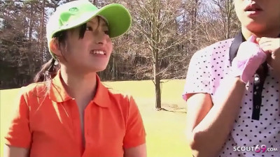 A Japanese babe with a hairy muff is used by two lads