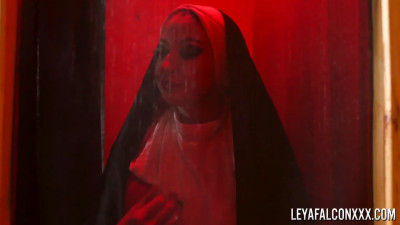 Nuns with big booties are fucking with a strap-on