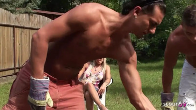 Bisexual porn movie with Vanessa Jordin and two horny men