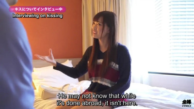 Cute Japanese babe Akari Mitani making out with a lad