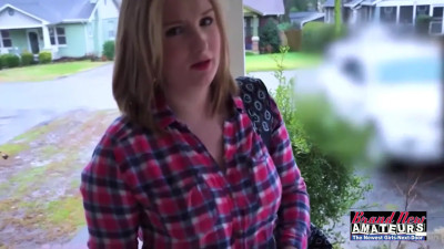 Chubby blonde babe is willing to get the creampie