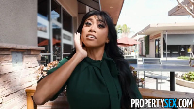 Asian realtor gal gets ravaged by a big white boner