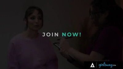 Oiled brunette bitch is in love with younger pussy
